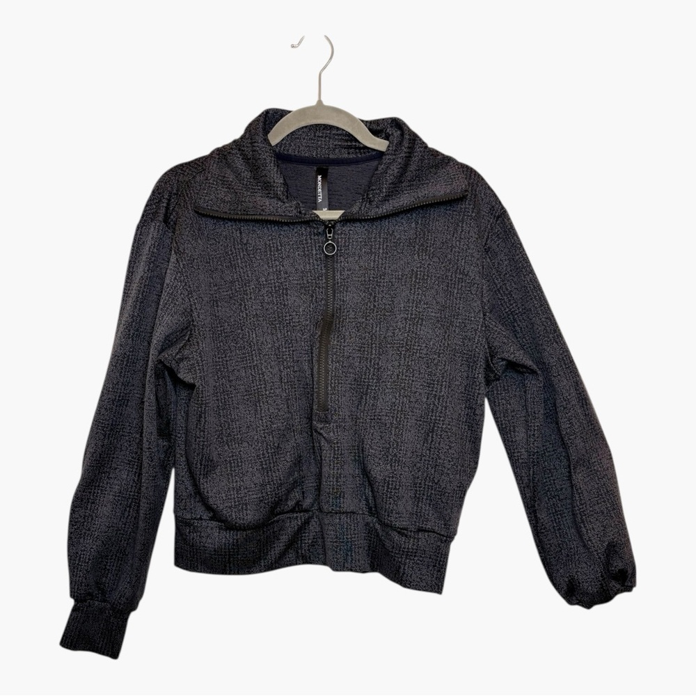 Mondetta Charcoal Gray Black Space Dye Knit Quarter Zip Athleisure Small